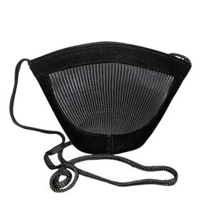 Vintage La Regale 1980s Black Satin Pleated Seashell Shaped Evening Bag